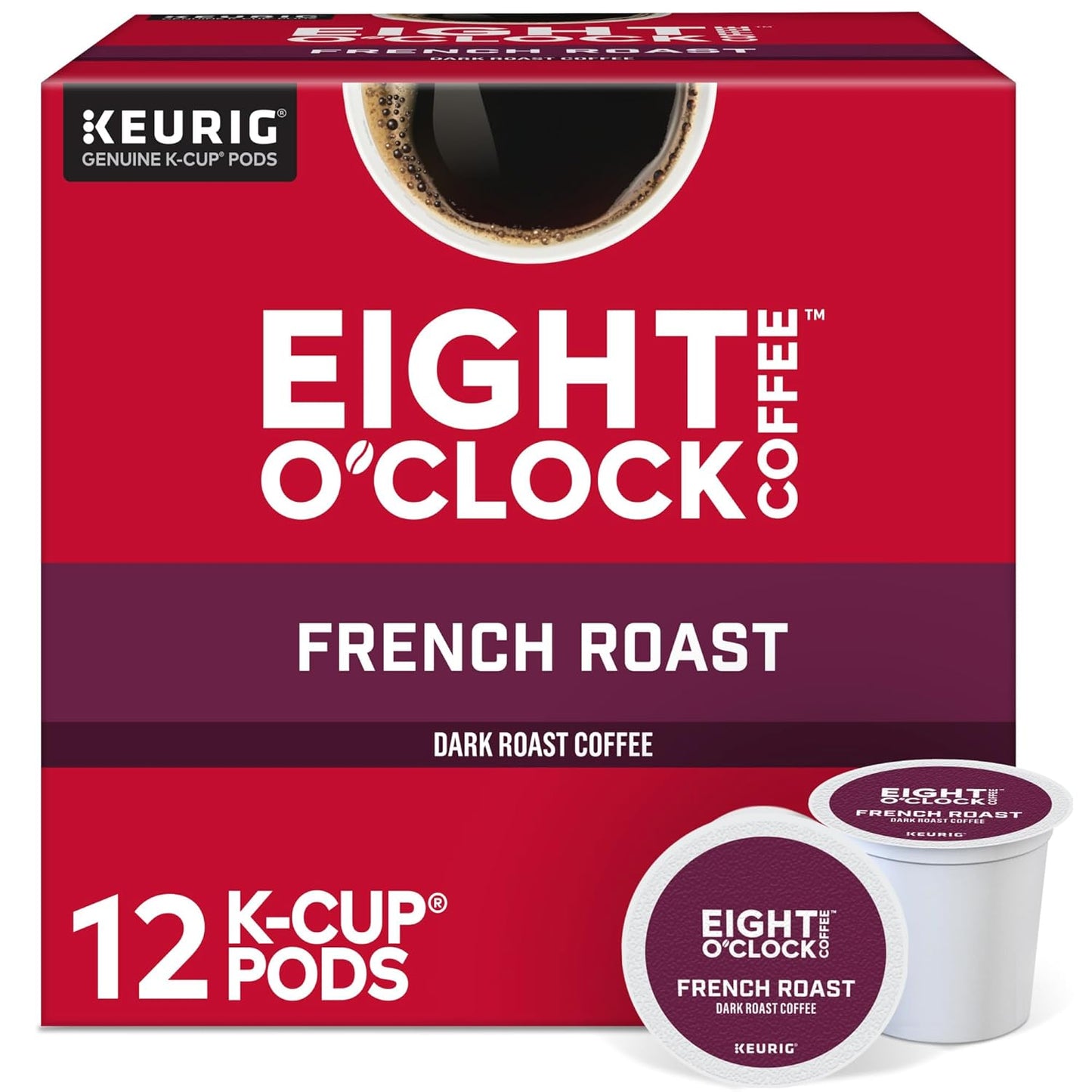 Eight O'Clock Coffee French Roast K-Cup Pods for Dark Roast Lovers