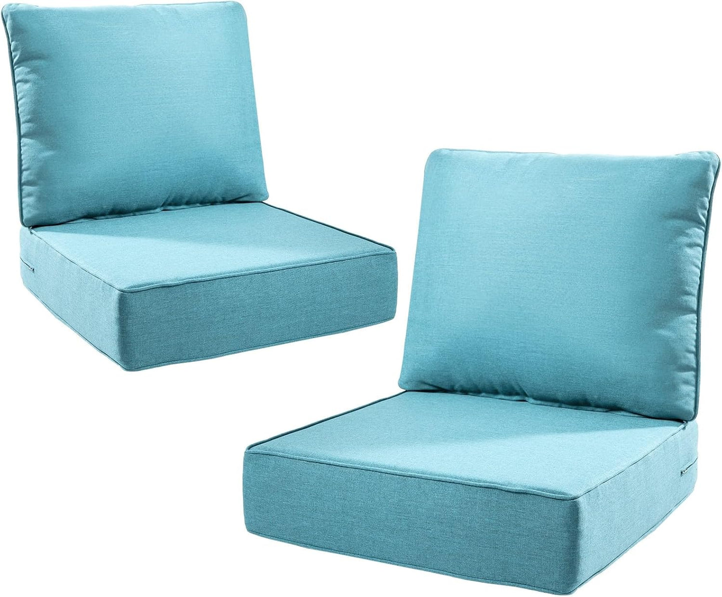 6 Thick Outdoor Cushions for Deep Seat Patio Chairs - Teal
