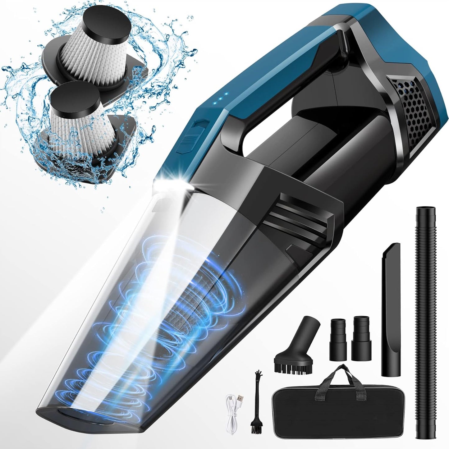 Powerful Cordless Car Vacuum: Lightweight & LED-Enhanced