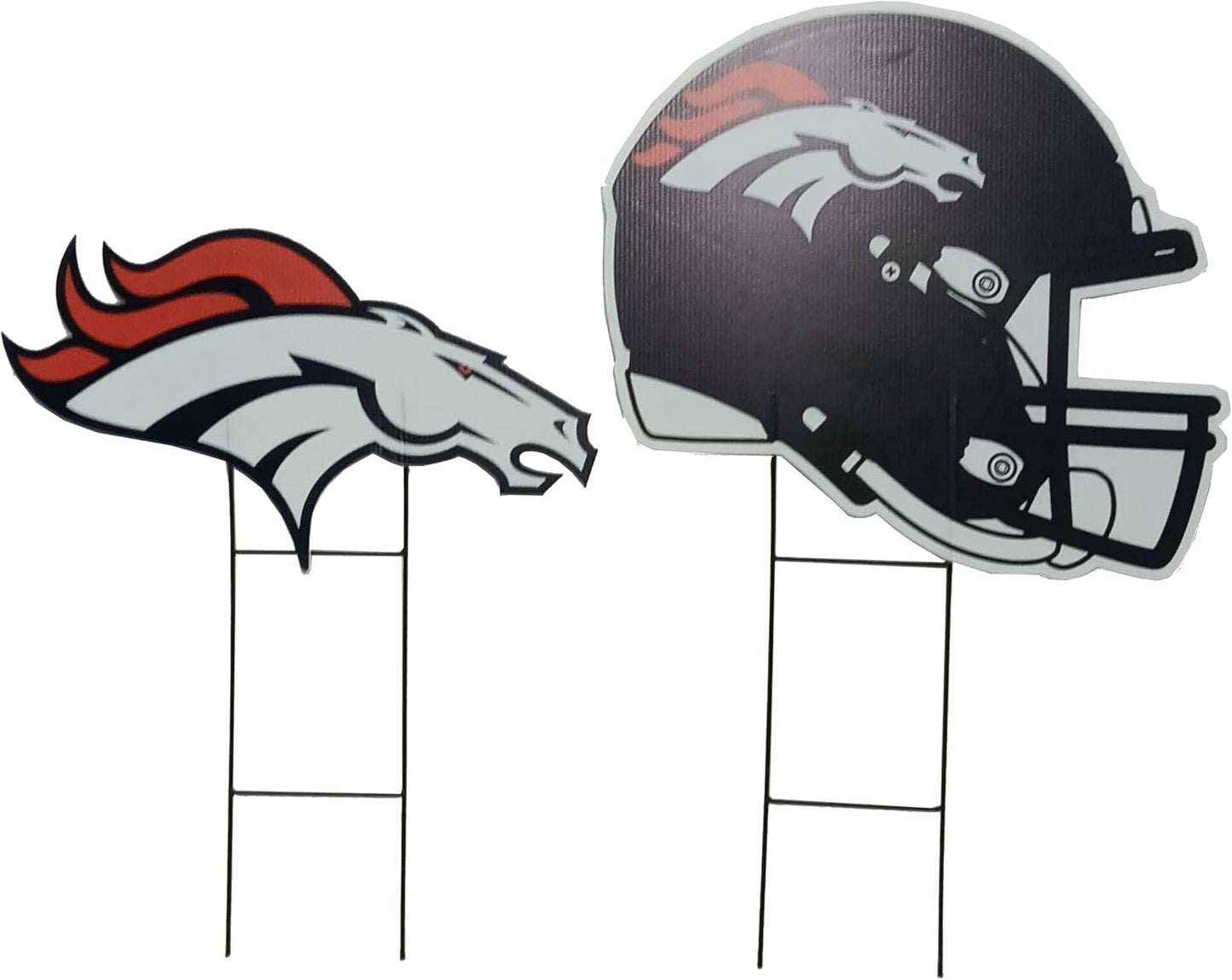 NFL Logo & Helmet 2 Pack Yard Sign Set for Denver Broncos Fans