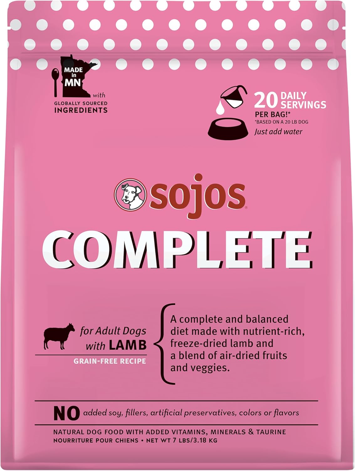 Sojos Complete Lamb Recipe Dehydrated Dog Food for Healthy Pets