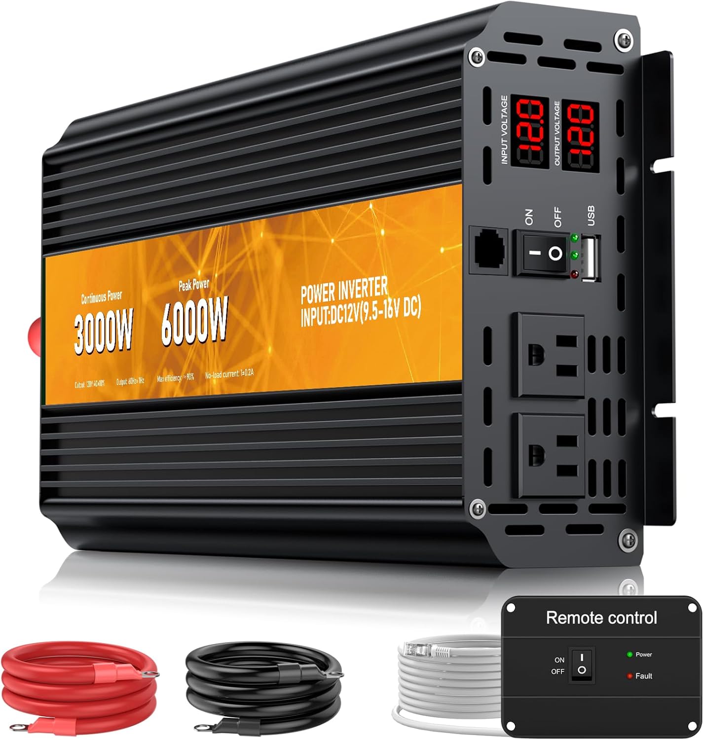 3000W Power Inverter with Remote Control for Outdoor Activities