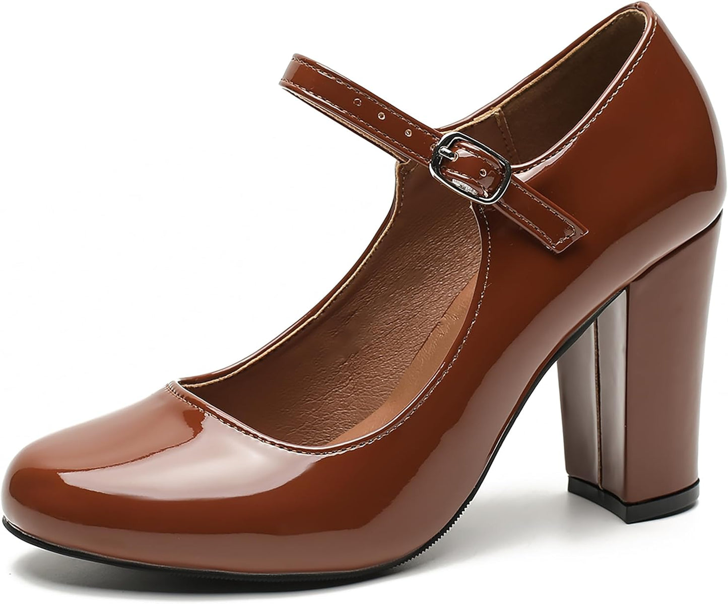 Women's Mary Jane Heels Closed Toe Chunky Heel Pumps for Style