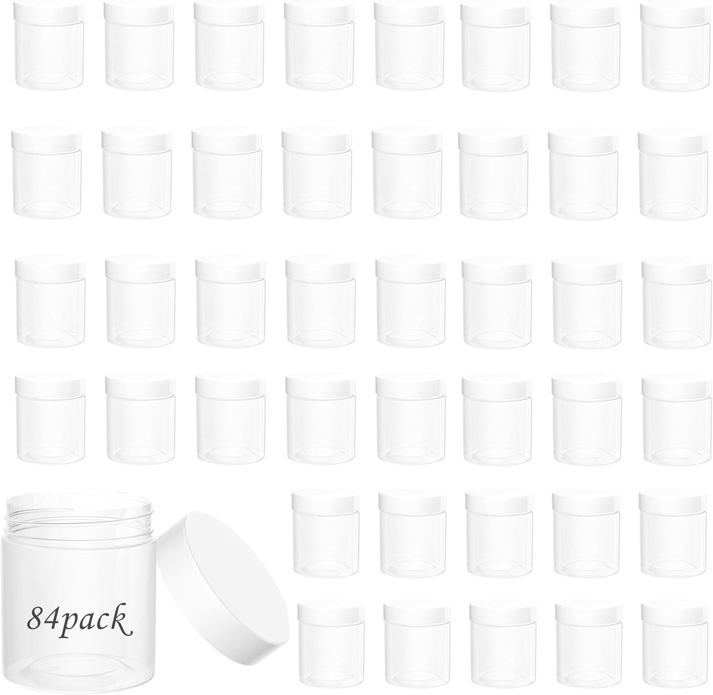 84PCS 4oz Plastic Jars with Screw On Lids for Storage Needs