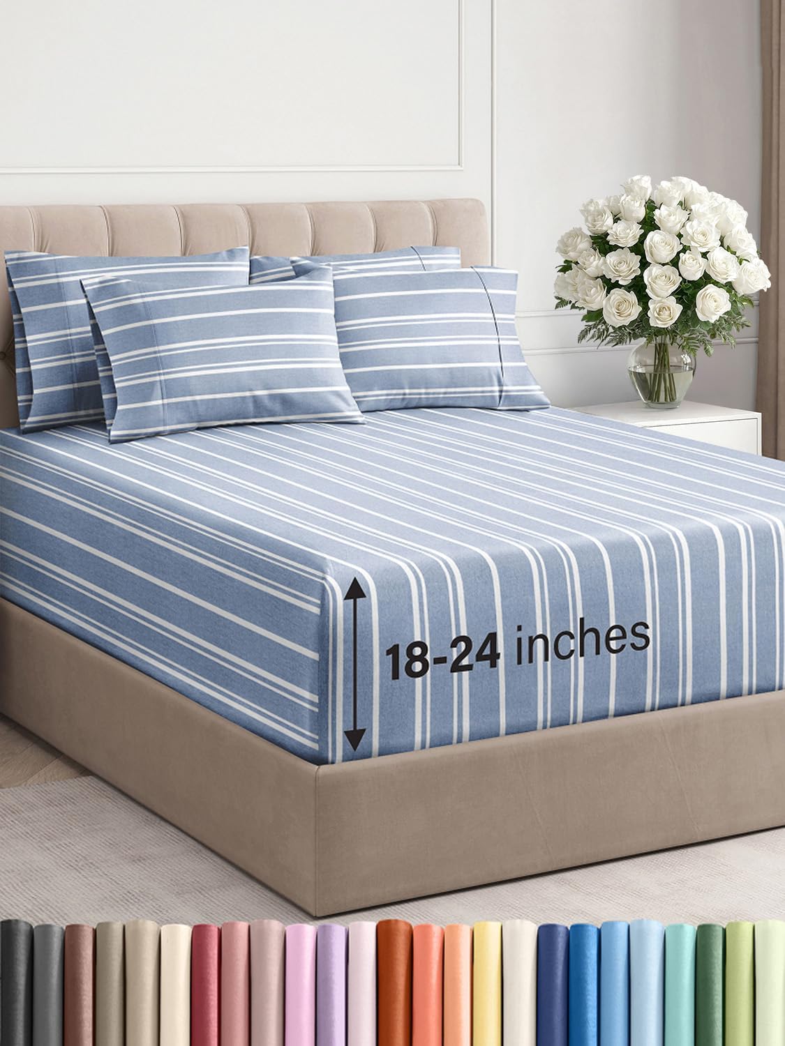 Extra Deep Cal King Sheet Set - 6 Piece Breathable & Cooling