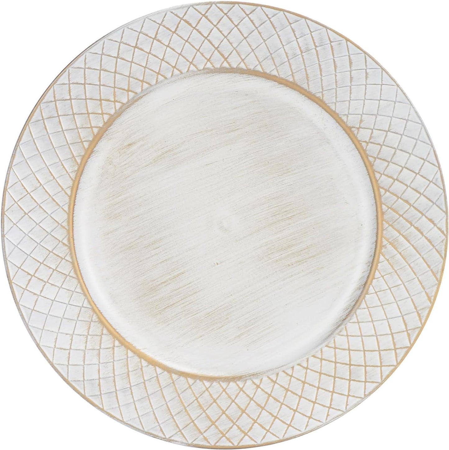 Set of 6 Antique White Charger Plates - Perfect for Weddings & Parties!