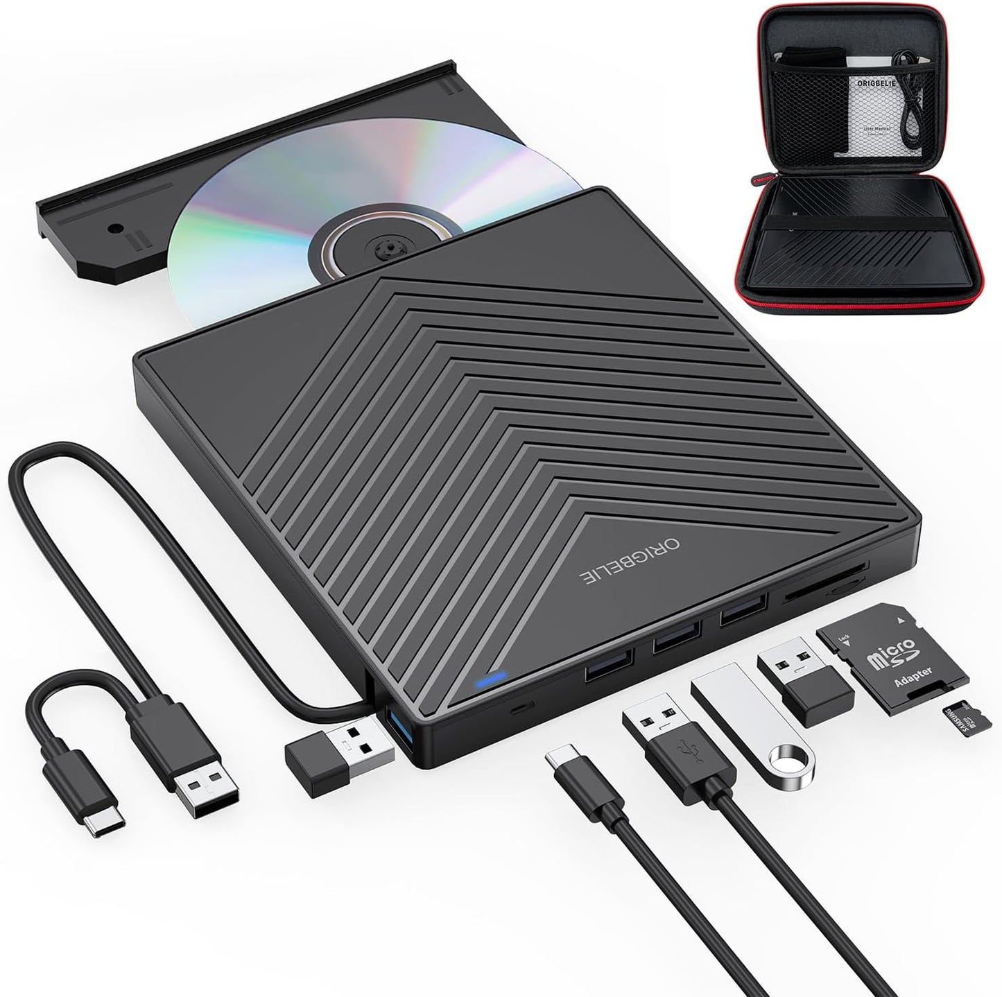 Ultra Slim CD Burner with Multi-Port Connectivity