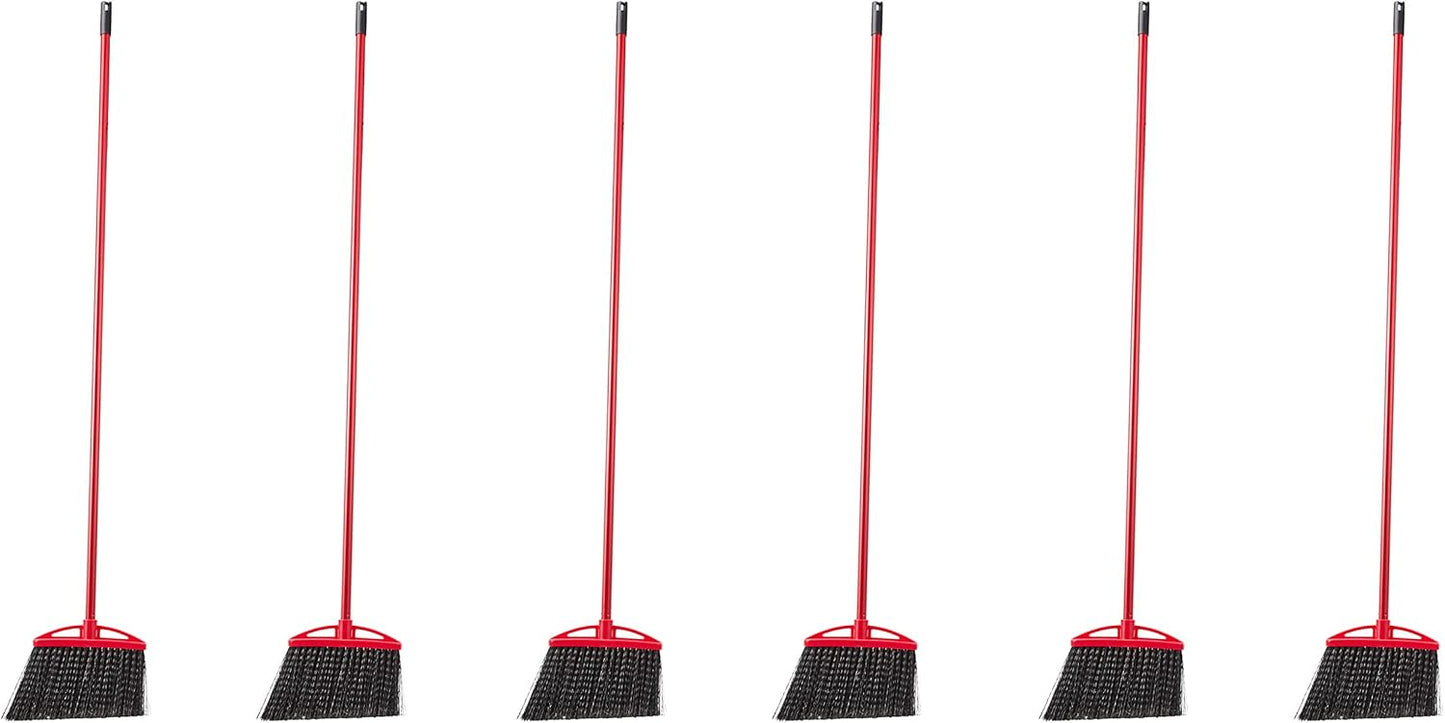 Angle Broom with Metal Handle - 6-Pack for Efficient Cleaning