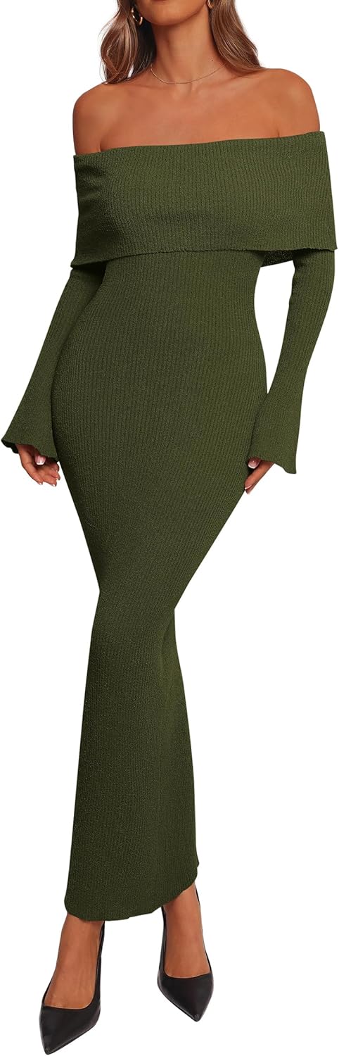 Dowerme Women's Off The Shoulder Sweater Dress for 2025 Events