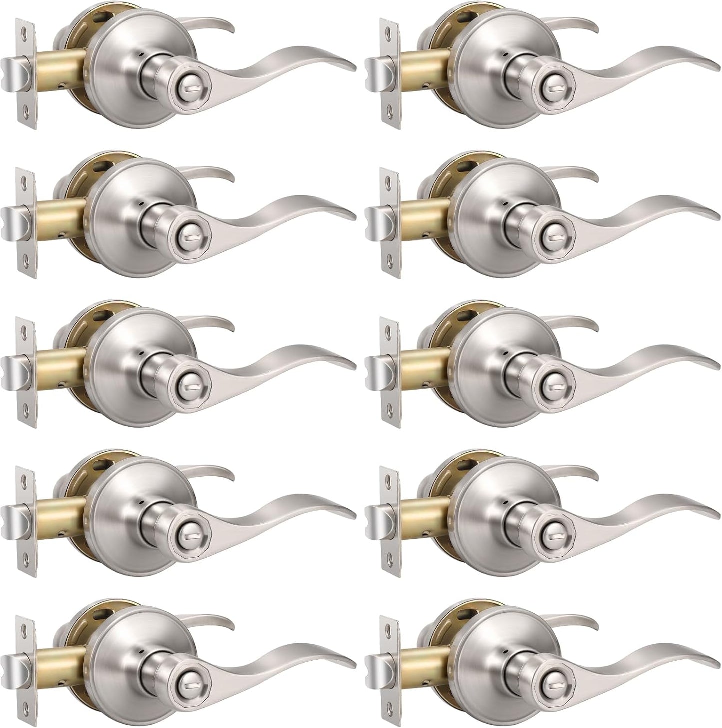 Brushed Satin Nickel Door Lever Privacy Handles for Bedrooms