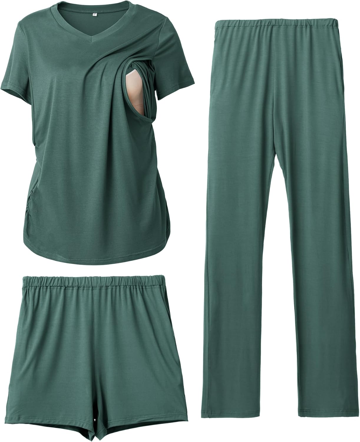 Rnxrbb 3 Piece Women's Maternity Nursing Pajamas Set for Comfort