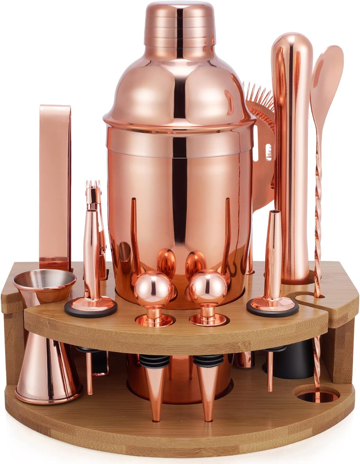 Bartender Kit with Bamboo Stand - 12 Piece Cocktail Shaker Set