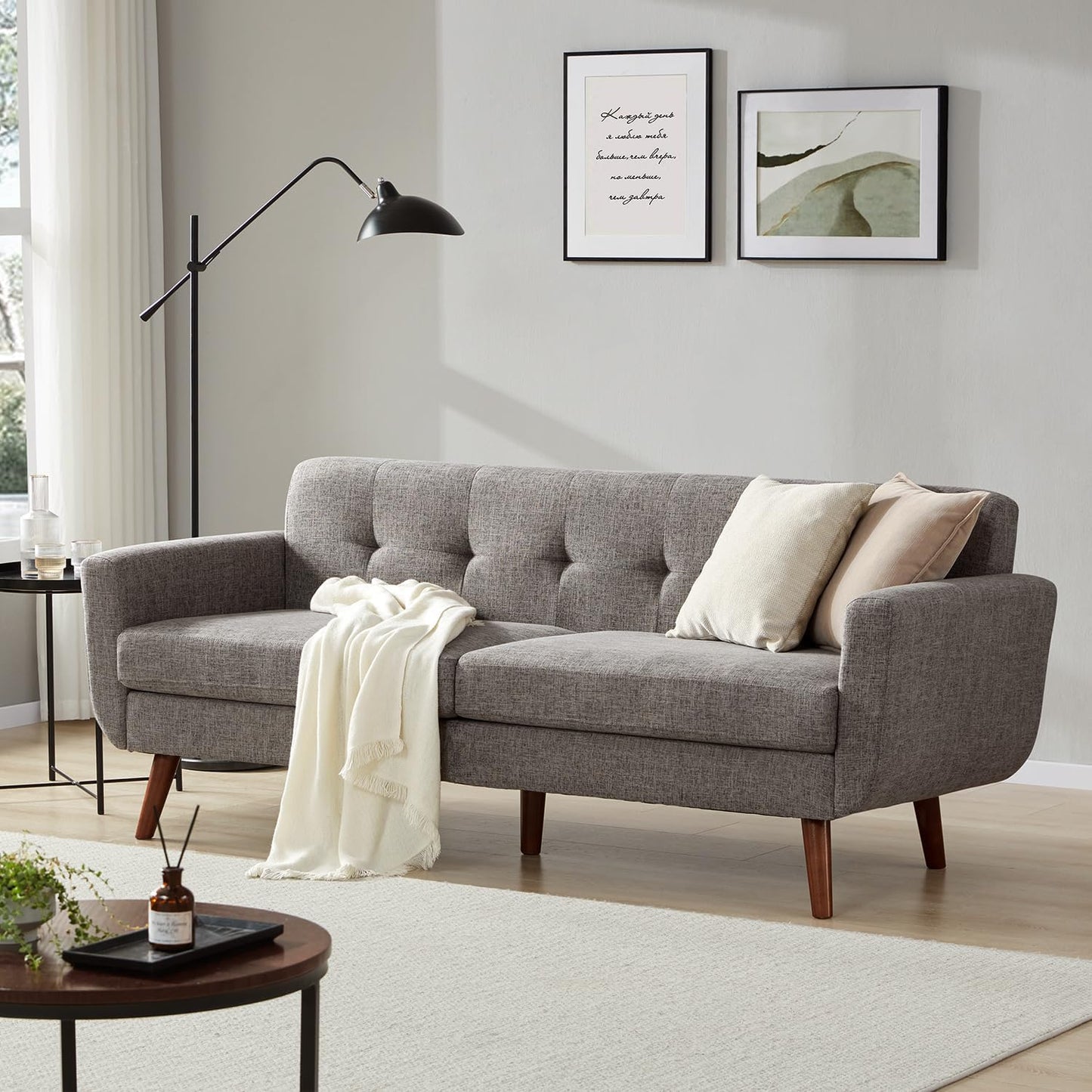 Spacious and Comfortable 77.2in Linen Sofa Couch for Living Room