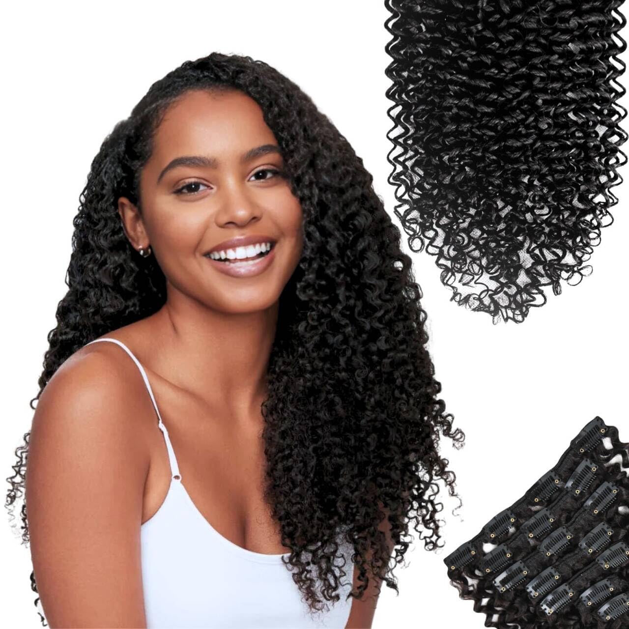 Kinky Curly Clip In Extensions for Luxurious Thickness & Shine