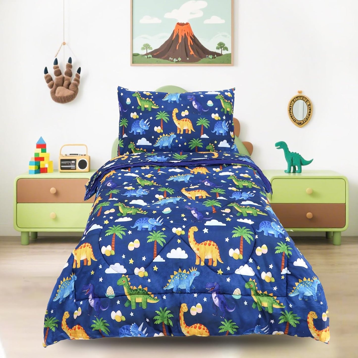 Hooyax Toddler Bedding Set for Boys - Fun Dinosaur Design