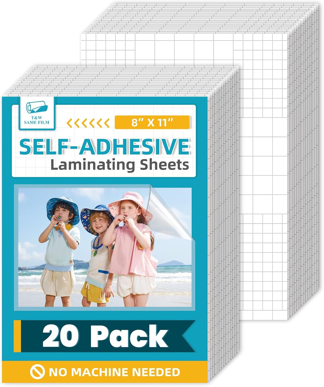 T&W SAME FILM 20 Pack Self-Adhesive Laminating Sheets - No Heat Needed!