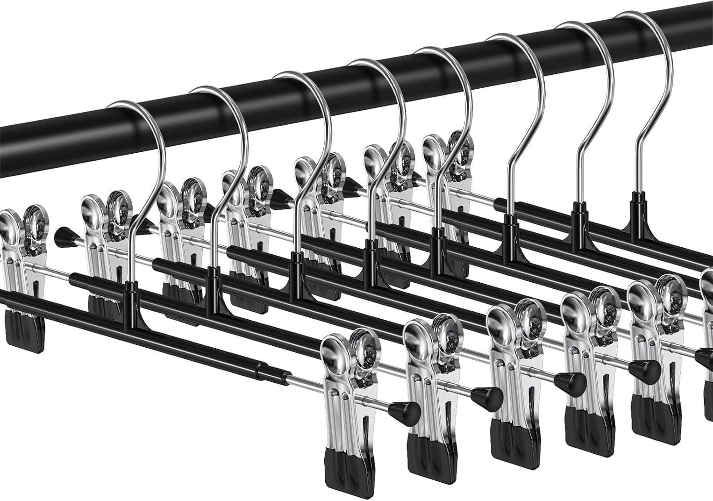POZEAN Pants Hangers with Clips - Adjustable Space Saving Hangers