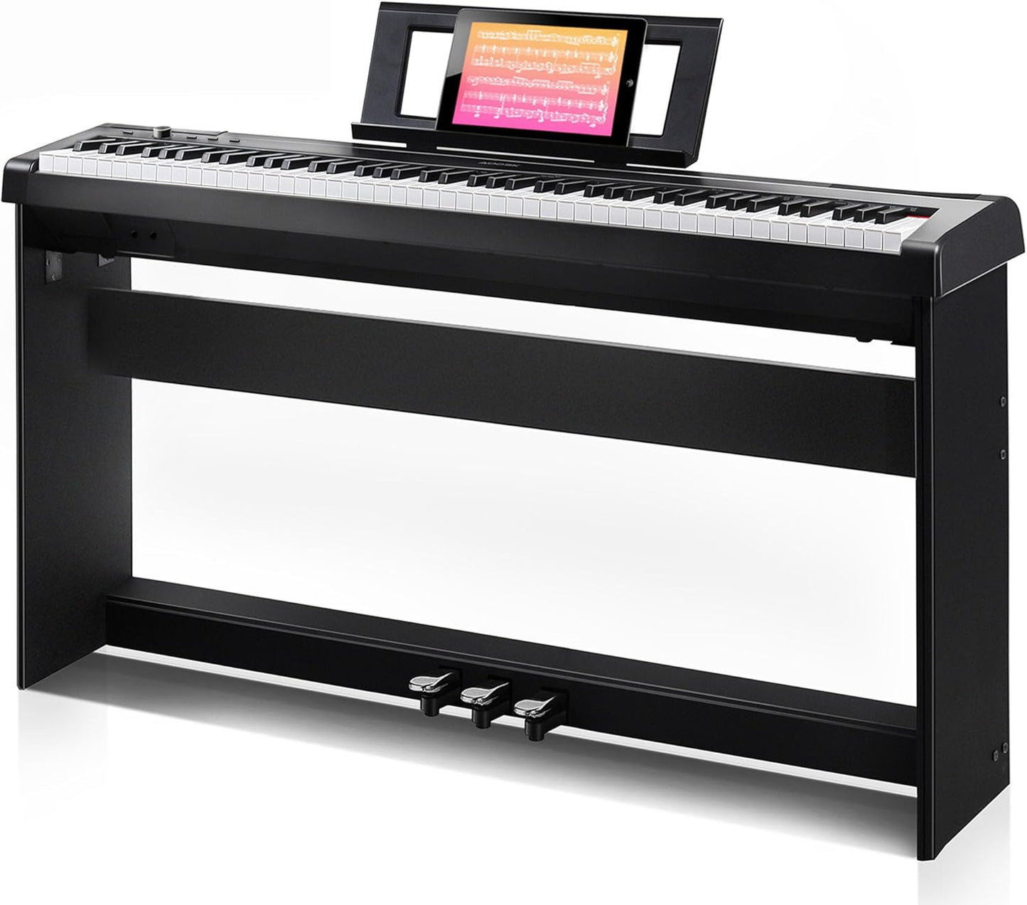 88-Key Weighted Digital Piano + Stand + 3 Pedals - Black