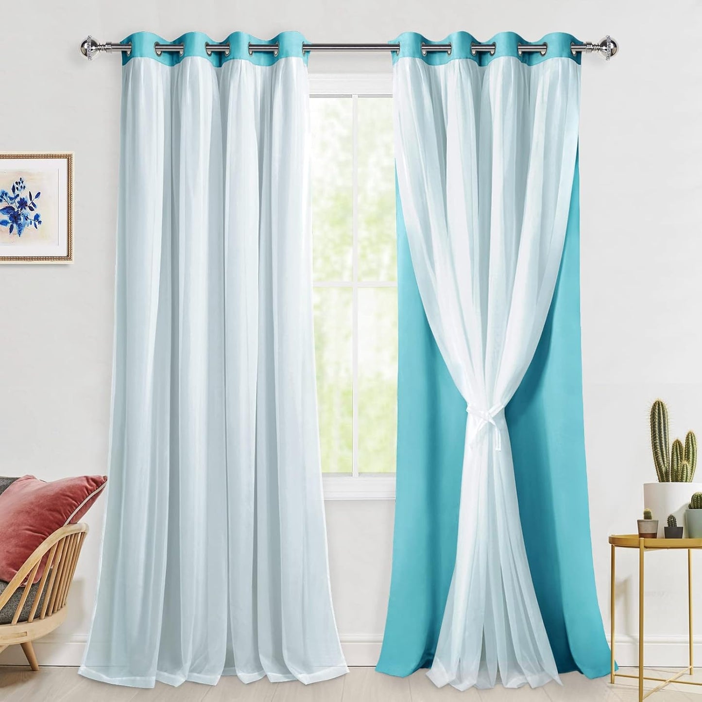 Hiasan Blackout Curtains with Sheer Overlay for Elegant Rooms