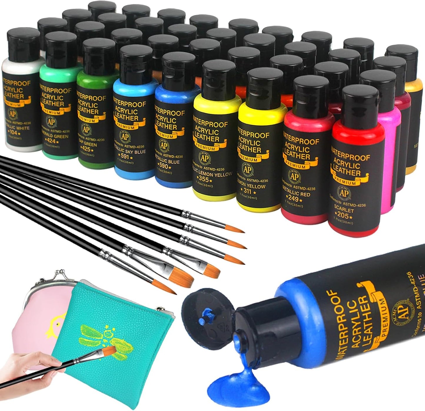 Colorful Acrylic Leather Paint Set for Shoes and Accessories