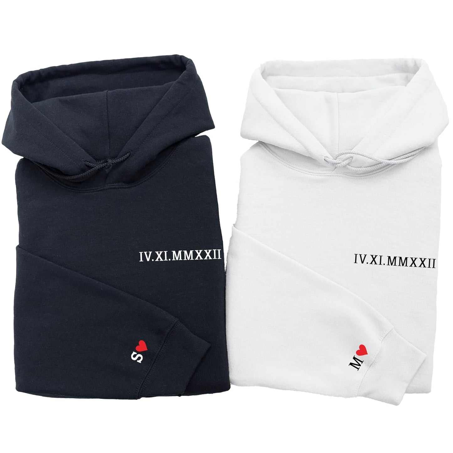 Personalized Roman Numeral Couple Hoodies - Merrvey