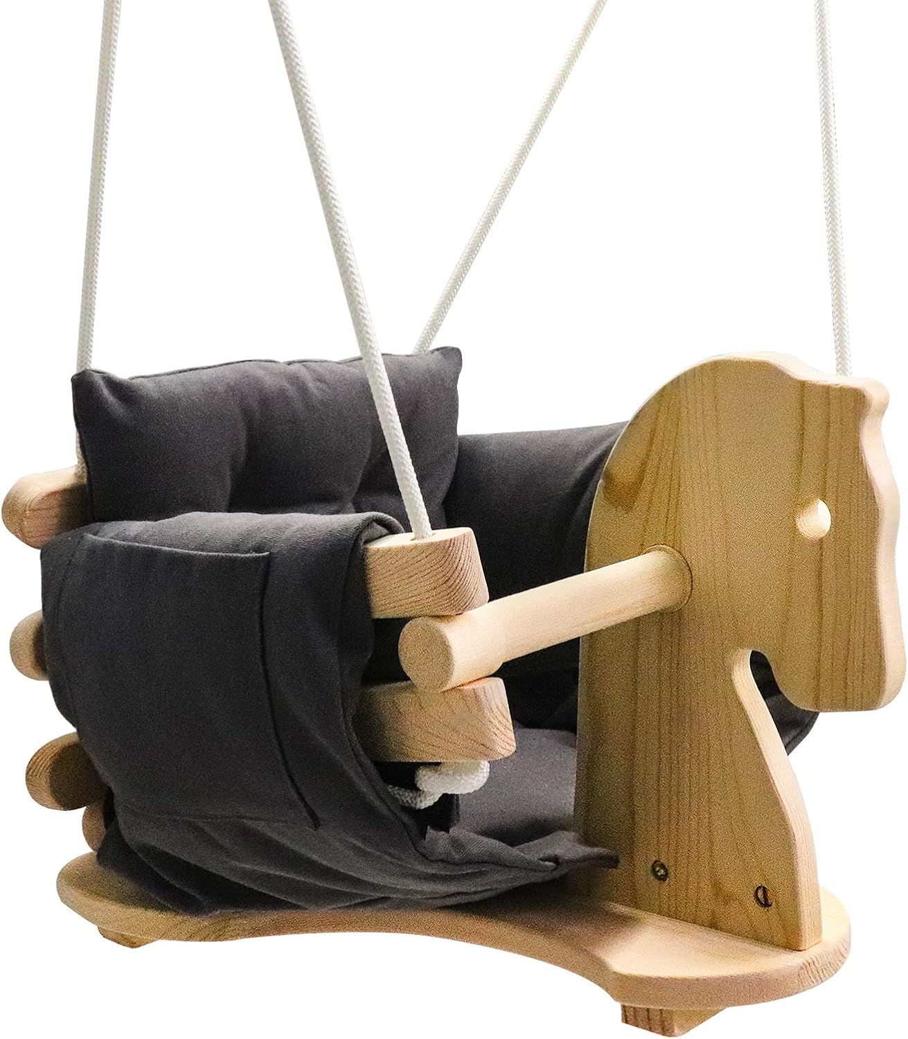 DILIMI Baby Wooden Horse Swing - Secure & Cozy Indoor/Outdoor Swing