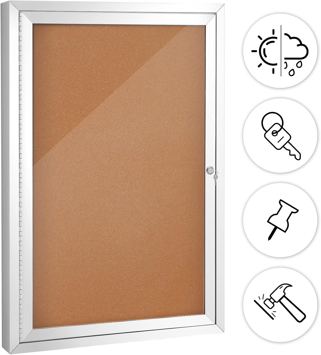 SWANCROWN Enclosed Bulletin Board for Outdoor Use, 28x20in