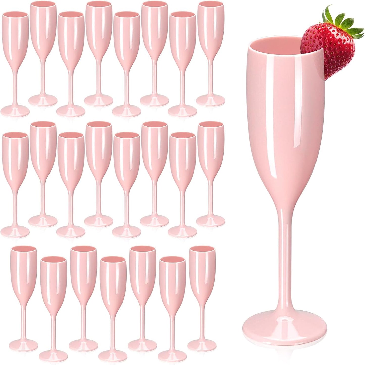 Elegant Light Pink Acrylic Champagne Flute Goblets for Parties