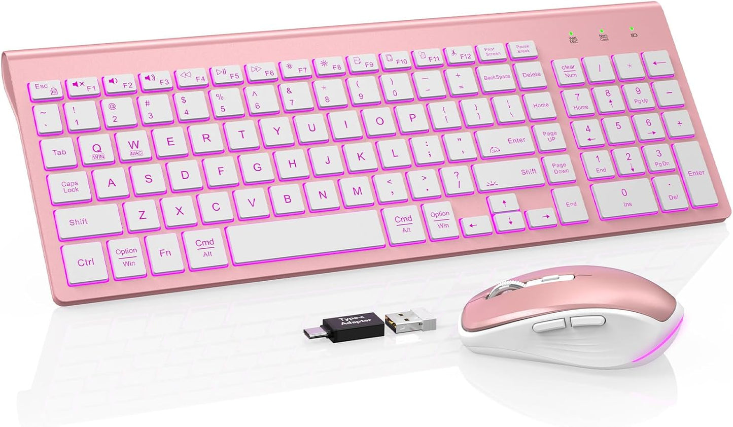 SABLUTE Backlit Wireless Keyboard & Mouse - Stylish Efficiency