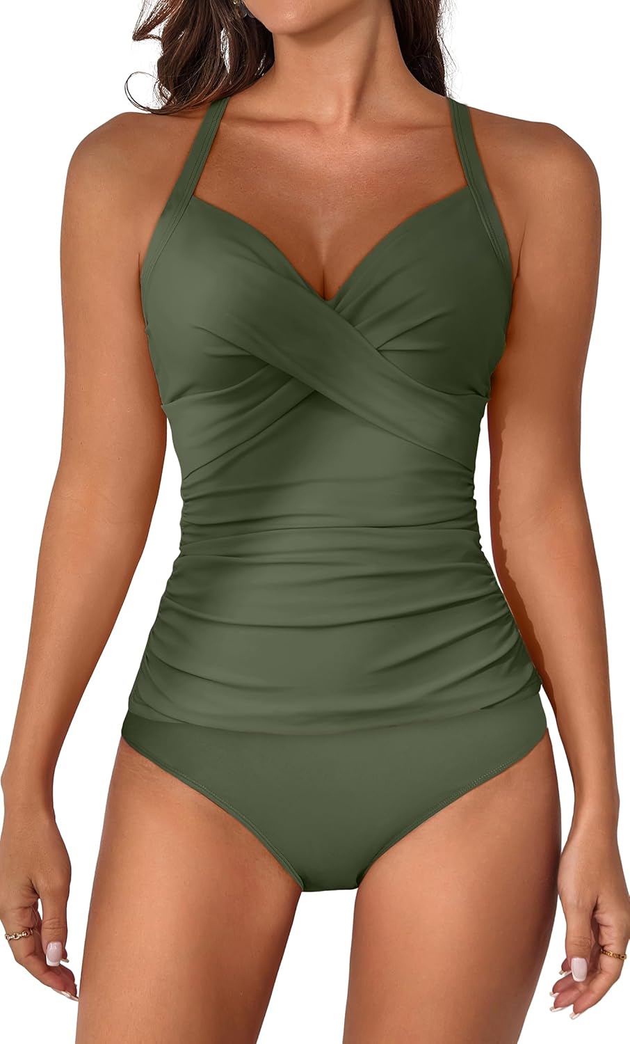 Stylish Ruched Tankini Swimsuits for Women with Tummy Control