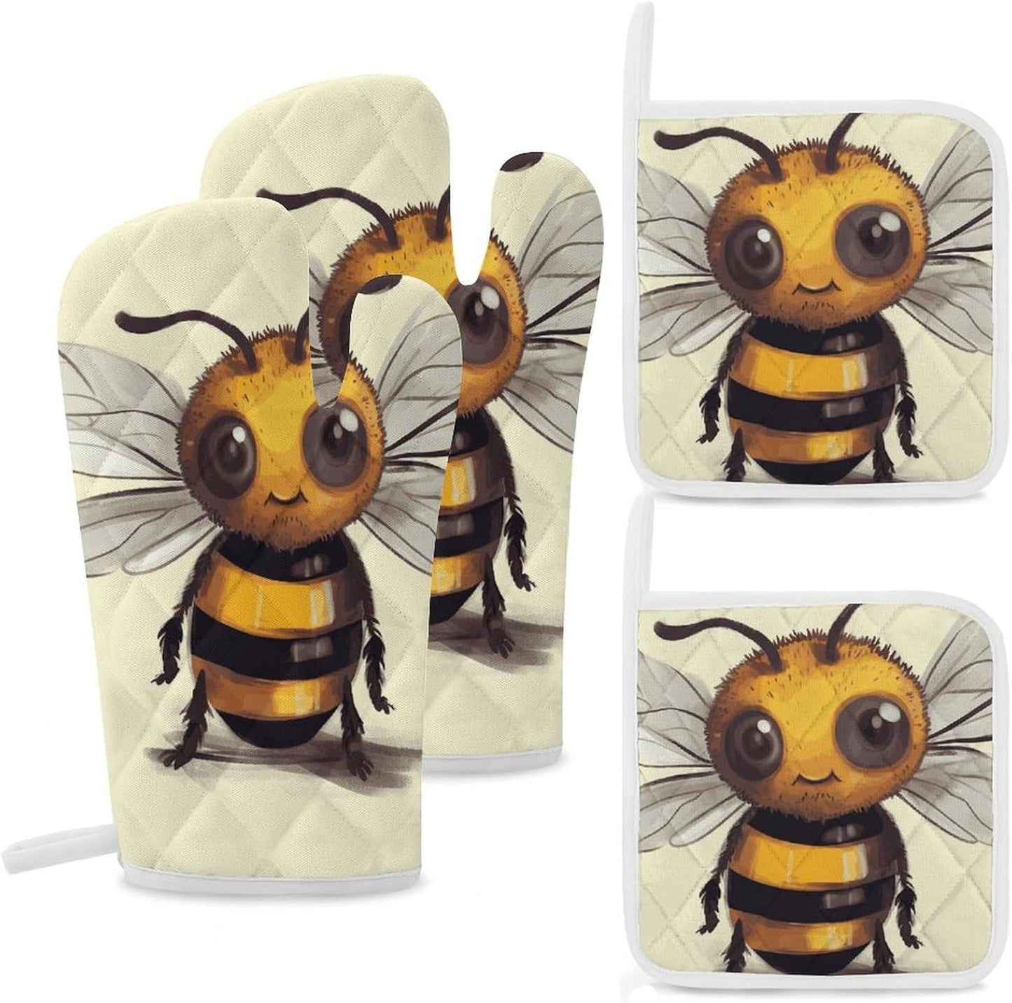 Cute Animal Oven Mitt Set: Heat Resistant Kitchen Gloves