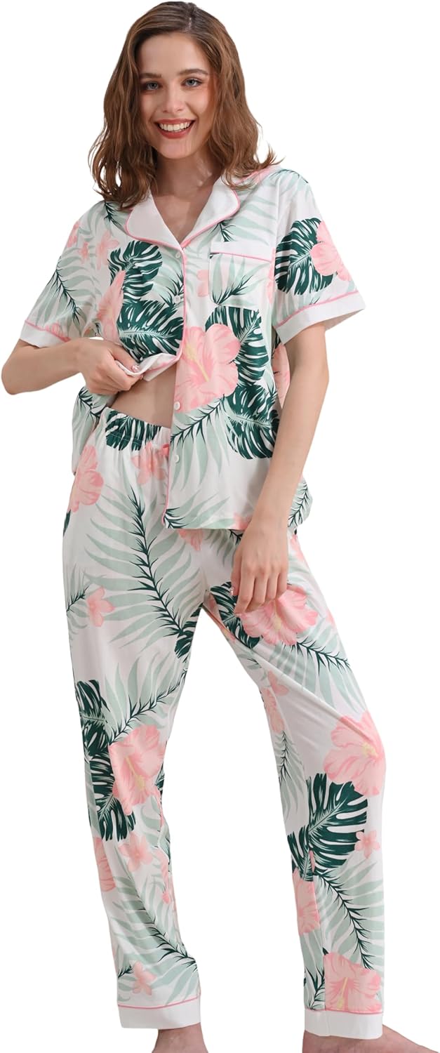 100% Cotton Pajamas for Women Sets Soft Sleepwear Loungewear