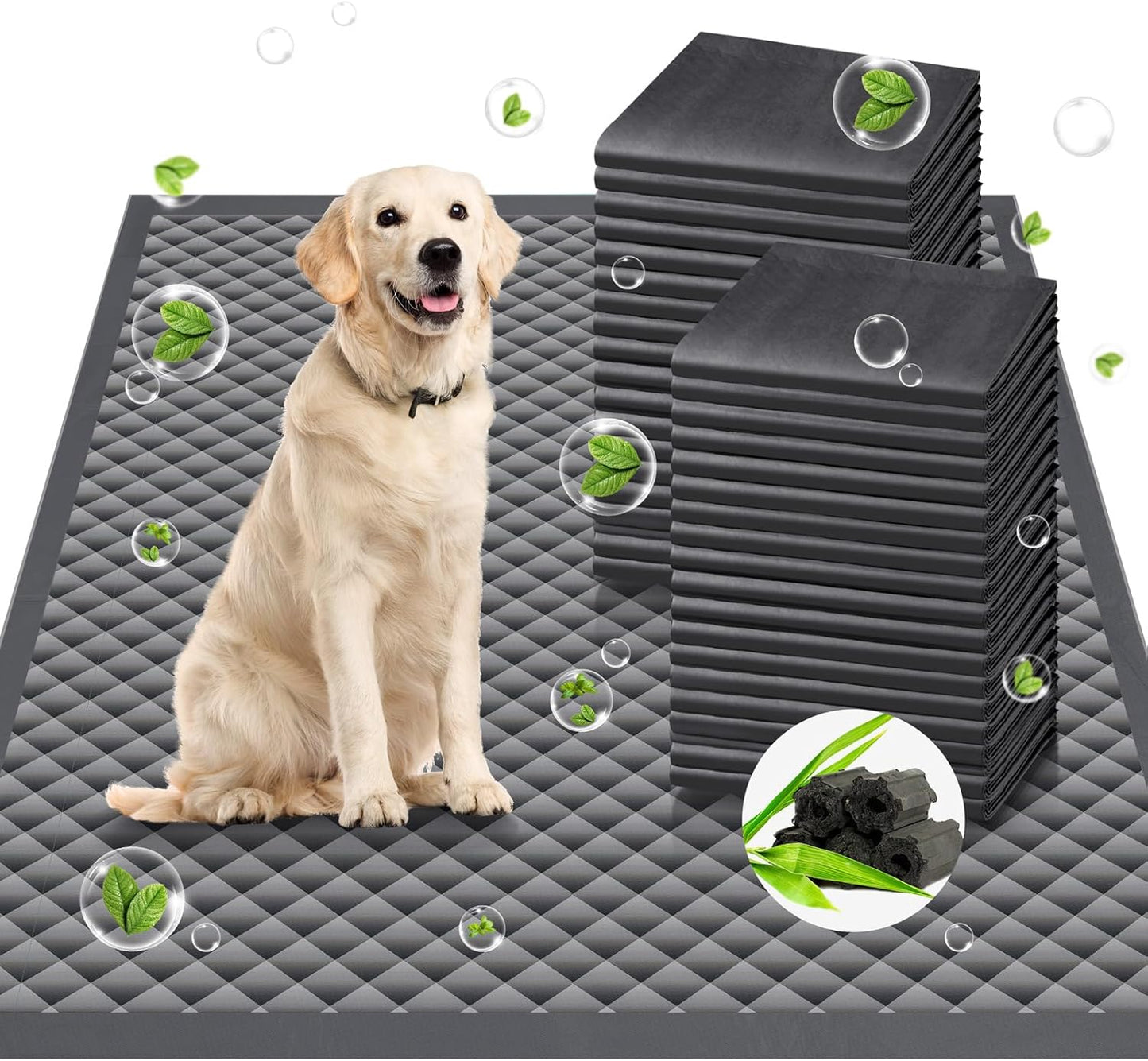 Upgraded Charcoal Puppy Pads for Dogs - Super Absorbent 36x36