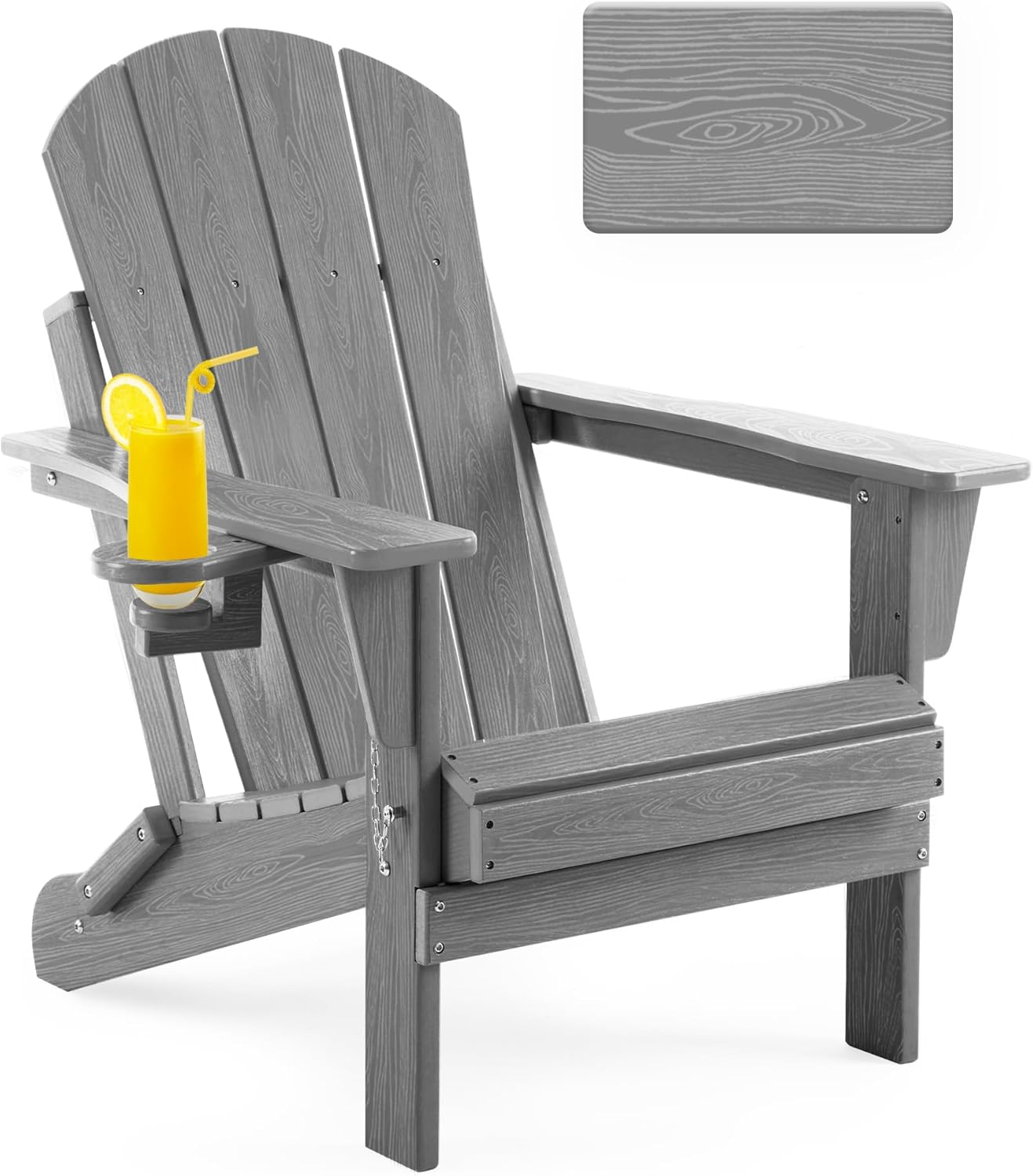 Folding Adirondack Chair with Cup Holder for Outdoor Relaxation