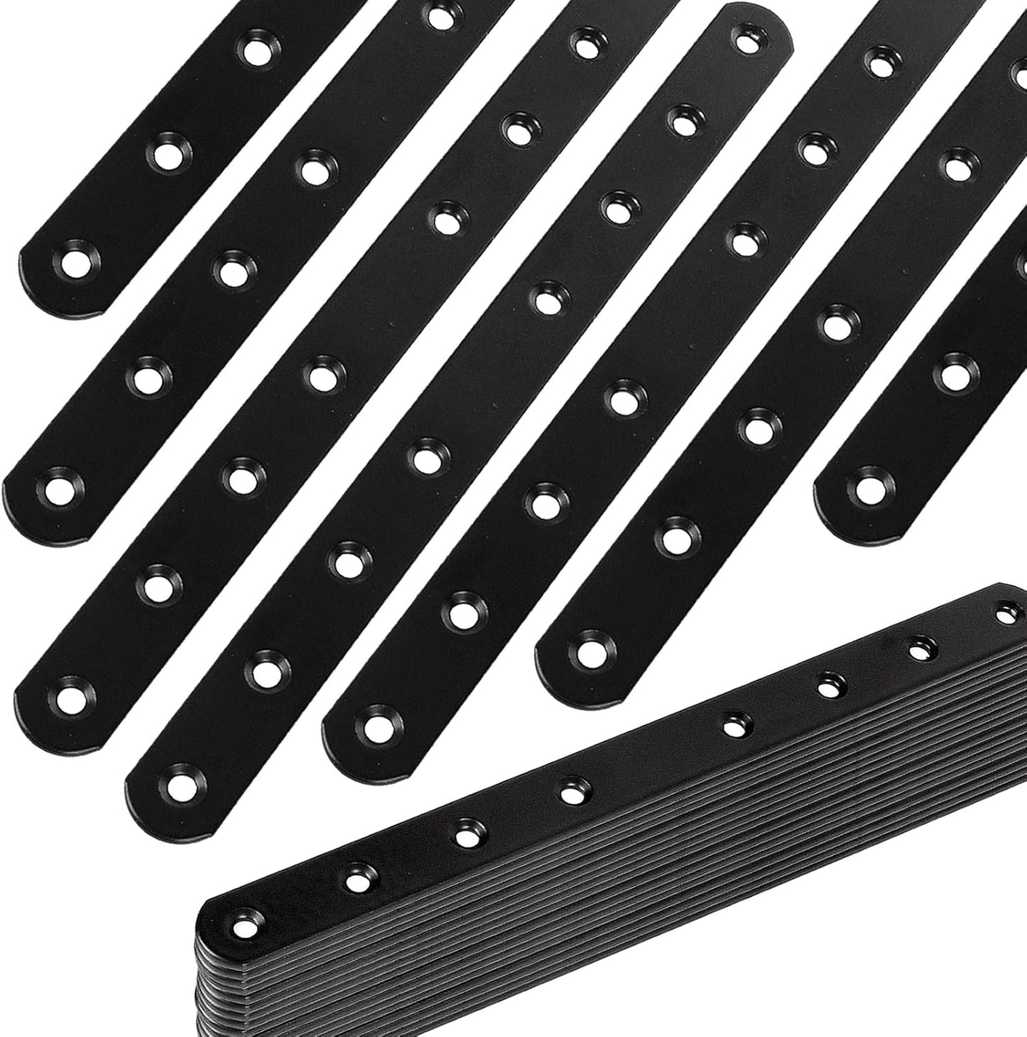 24Pack 10Inch Heavy Duty Black Straight Brace Mending Plates