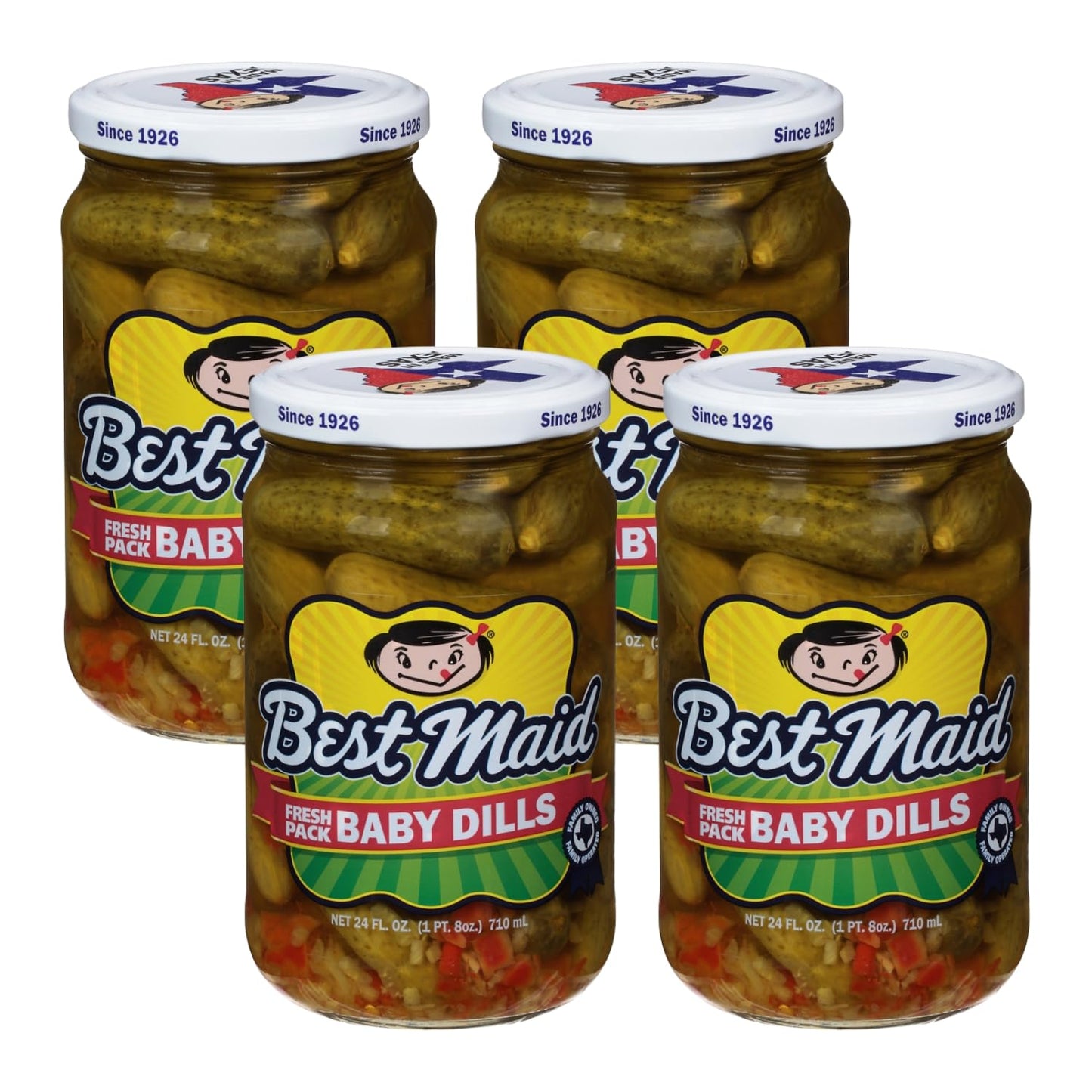 Best Maid Baby Dill Pickles - 24oz Glass Jars 4 Pack Delight