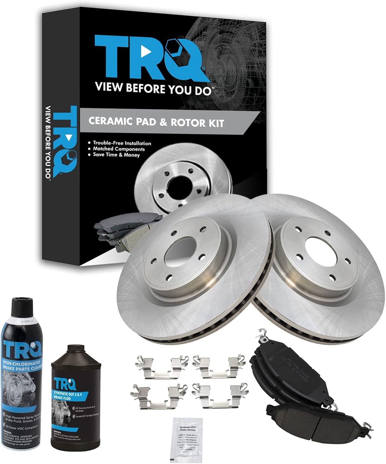 TRQ Front Brake Pad & Rotor Kit for INFINITI and Nissan Models