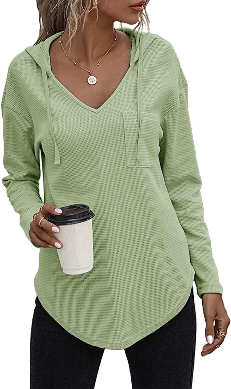 V Neck Hoodies for Women - Stylish Long Sleeve Sweatshirt