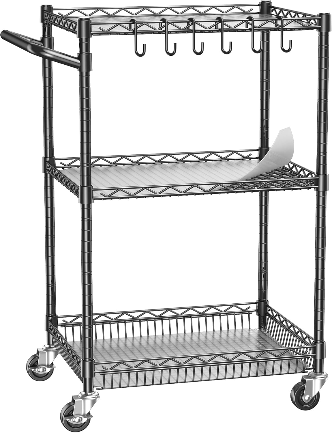Commercial Grade 3-Tier Rolling Utility Cart - 750lbs Capacity