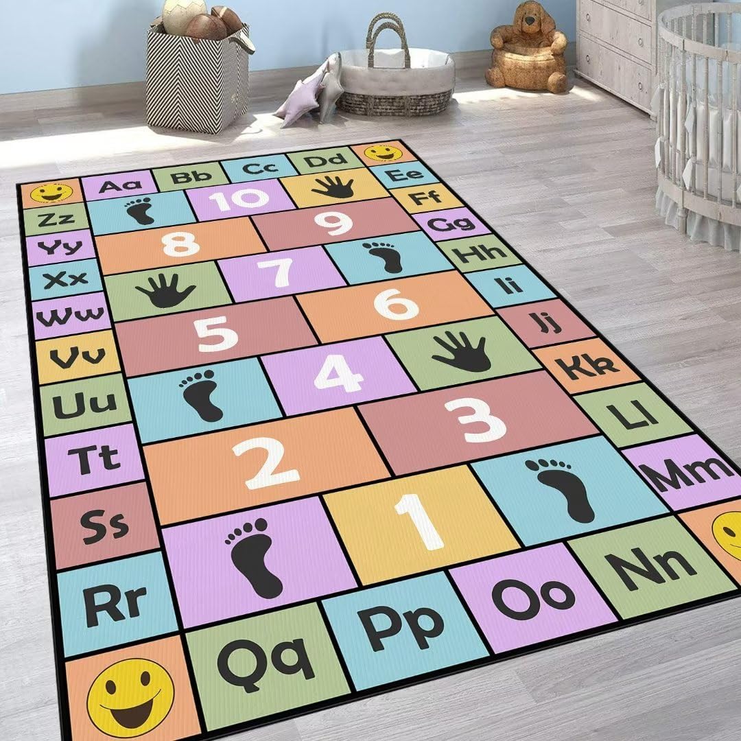 Kid Hopscotch Play Rug for Educational Fun in Playrooms
