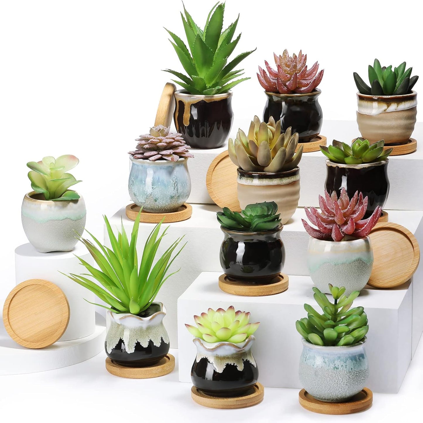 24 Pcs Small Succulent Pots with Drainage for Home Office