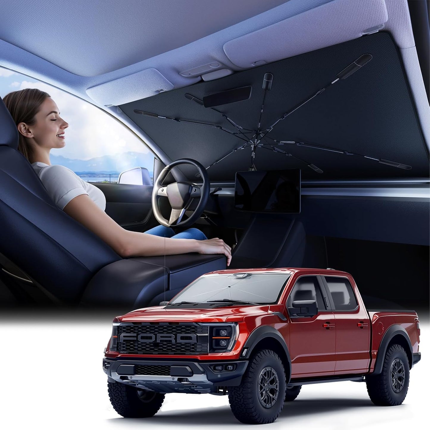 Windshield Sun Shade Umbrella for F150 - Ultimate Heat Protection