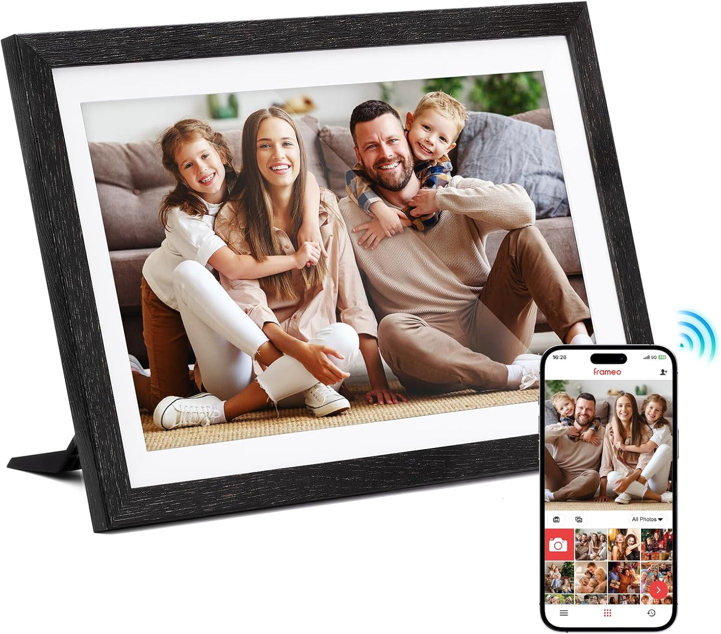 IIQ 15.6 Touch Digital Frame - Auto-Rotation, 1080P IPS, WiFi & Frameo
