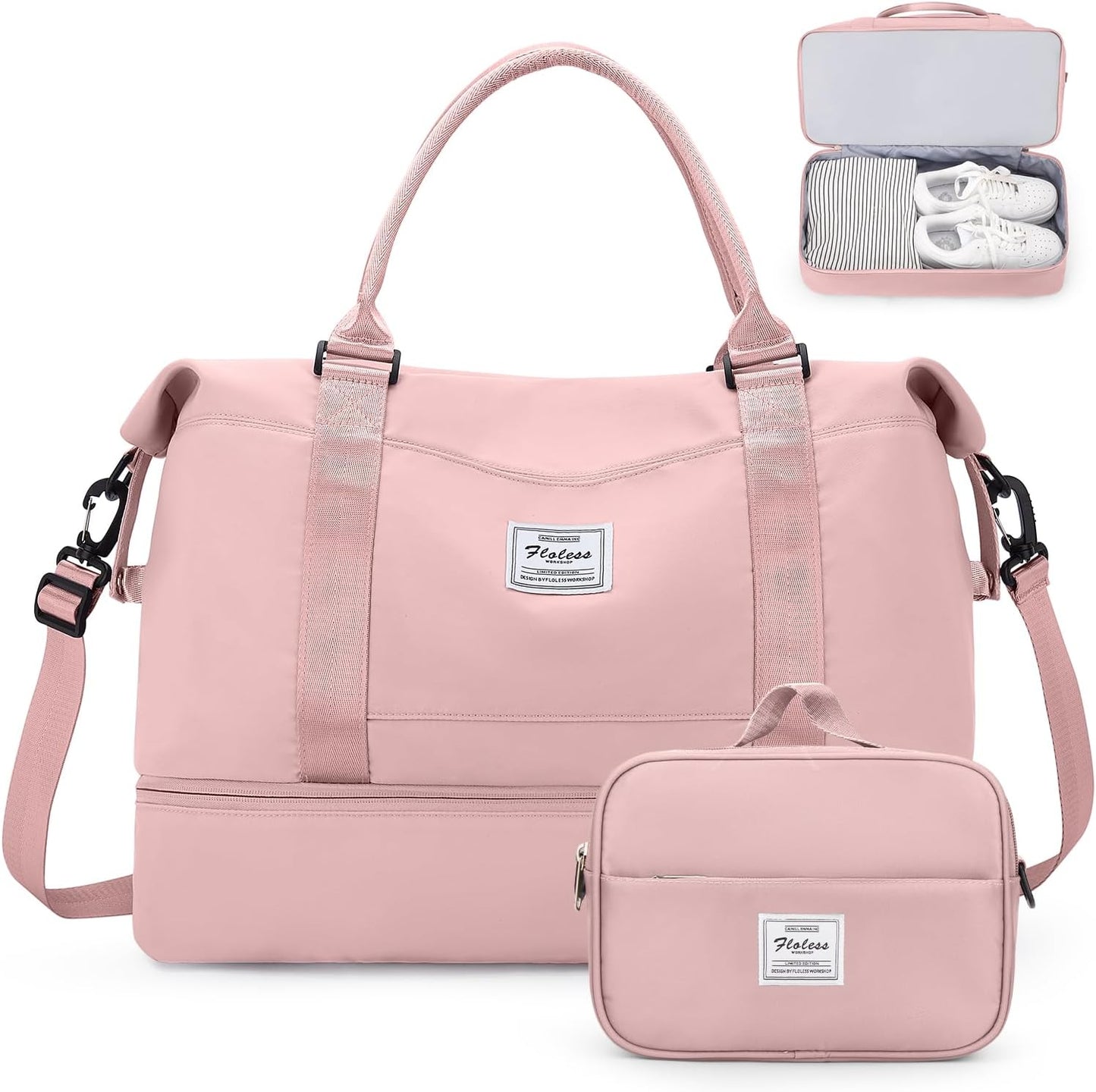 Weekender Bags for Women with Shoe Compartment and Toiletry Bag