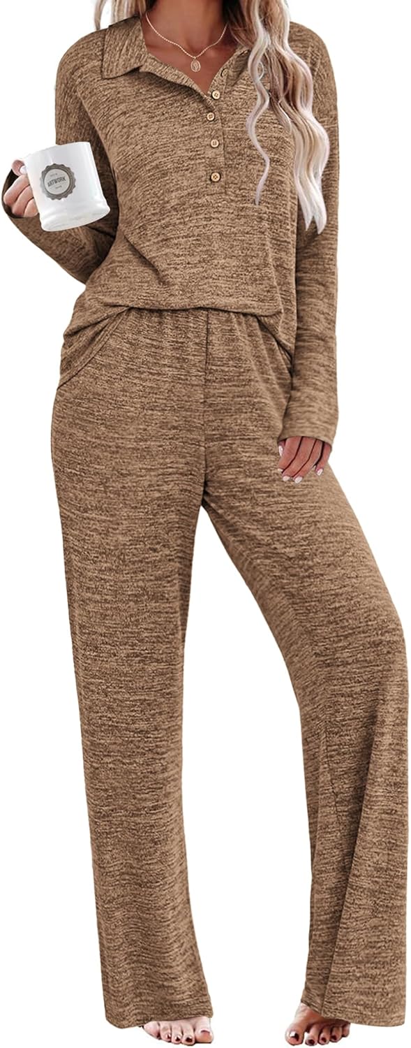 Ekouaer Womens Pajamas Set for Cozy Fall Nights and Lounging