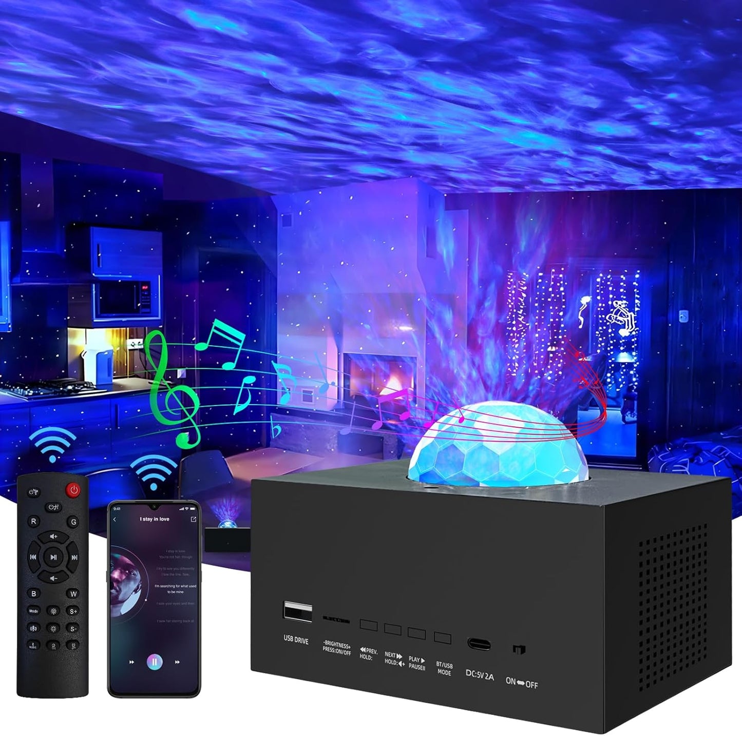 Galaxy Projector with Timer & Remote - Bluetooth Speaker - Relaxing Nebula Lamp