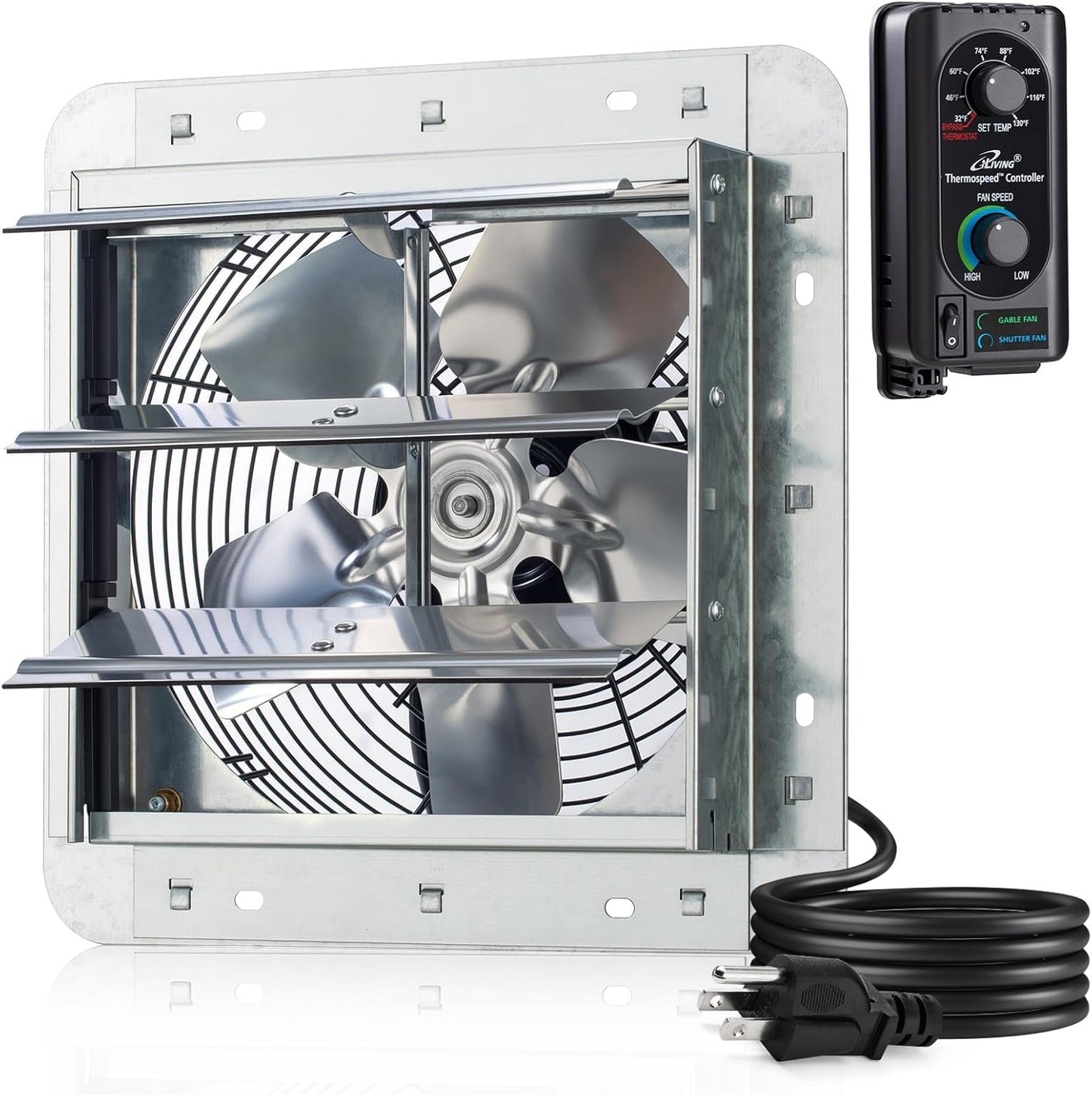 iLiving 10 Inch Wall Mounted Shutter Exhaust Fan for Efficient Airflow