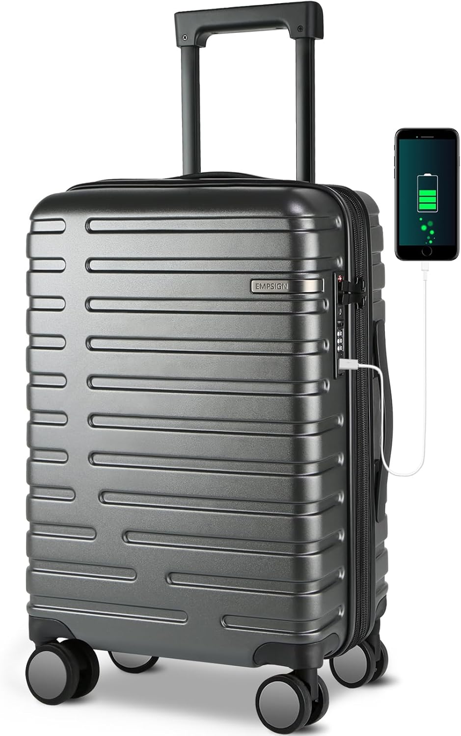 EMPSIGN Carry On Luggage with Spinner Wheels for Travel