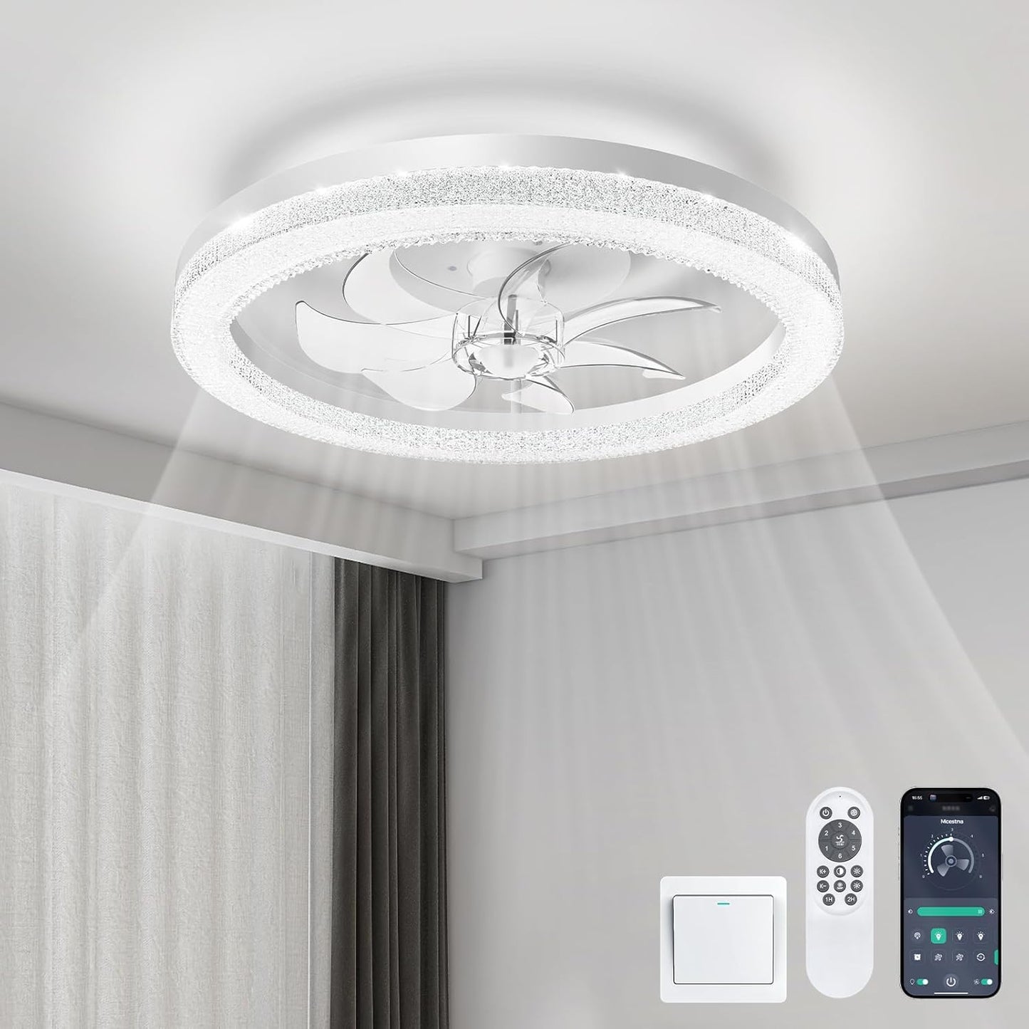 Modern Smart Ceiling Fan with Lights and Remote Control Features