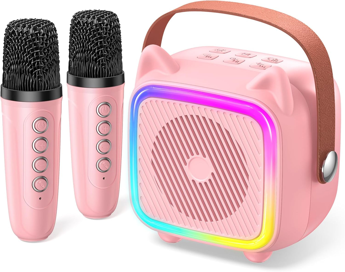 Portable Kids Karaoke Machine: 2 Wireless Mics & Lights!